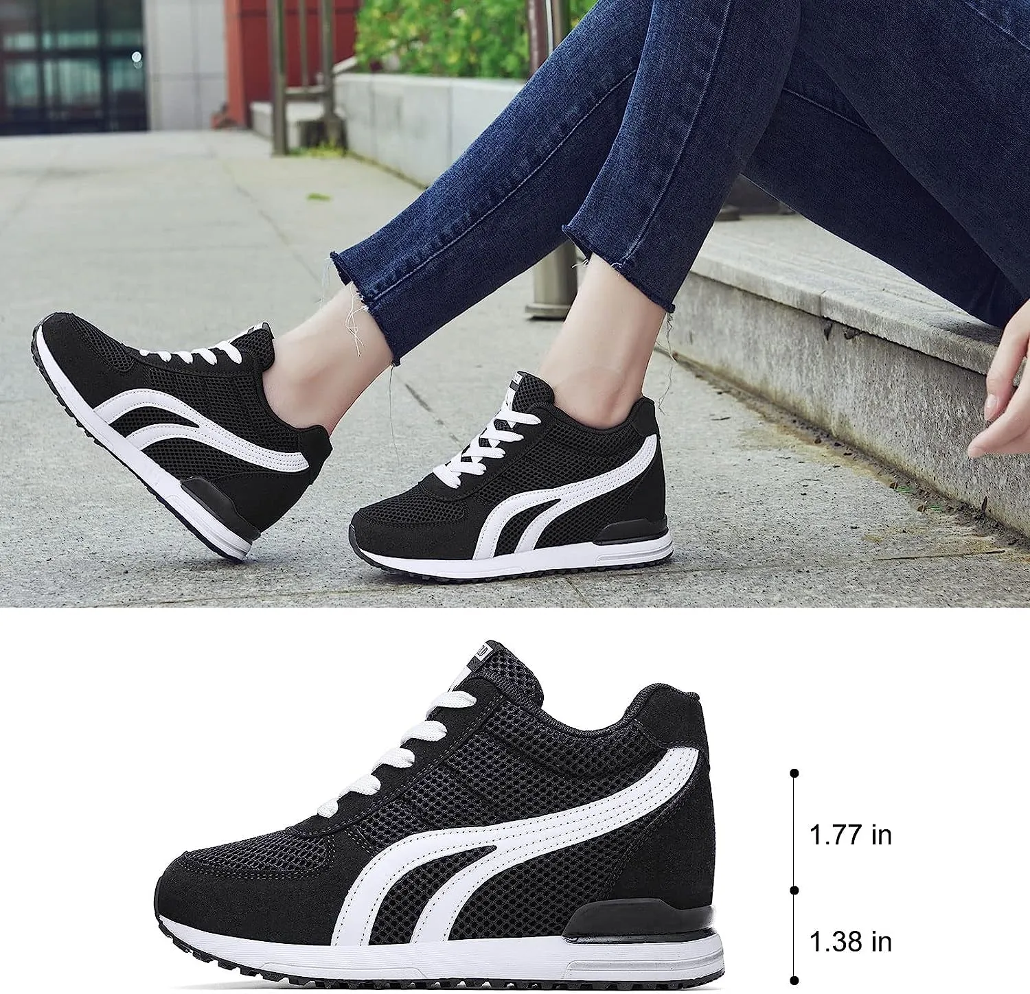 Women'S Platform Sneakers Wedges High Top Lace up Shoes Increase Fashion Sneakers for Womens Girls