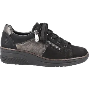 Women's Rieker 48700-00 Doris 00 Black/Antik Leather/Synthetic