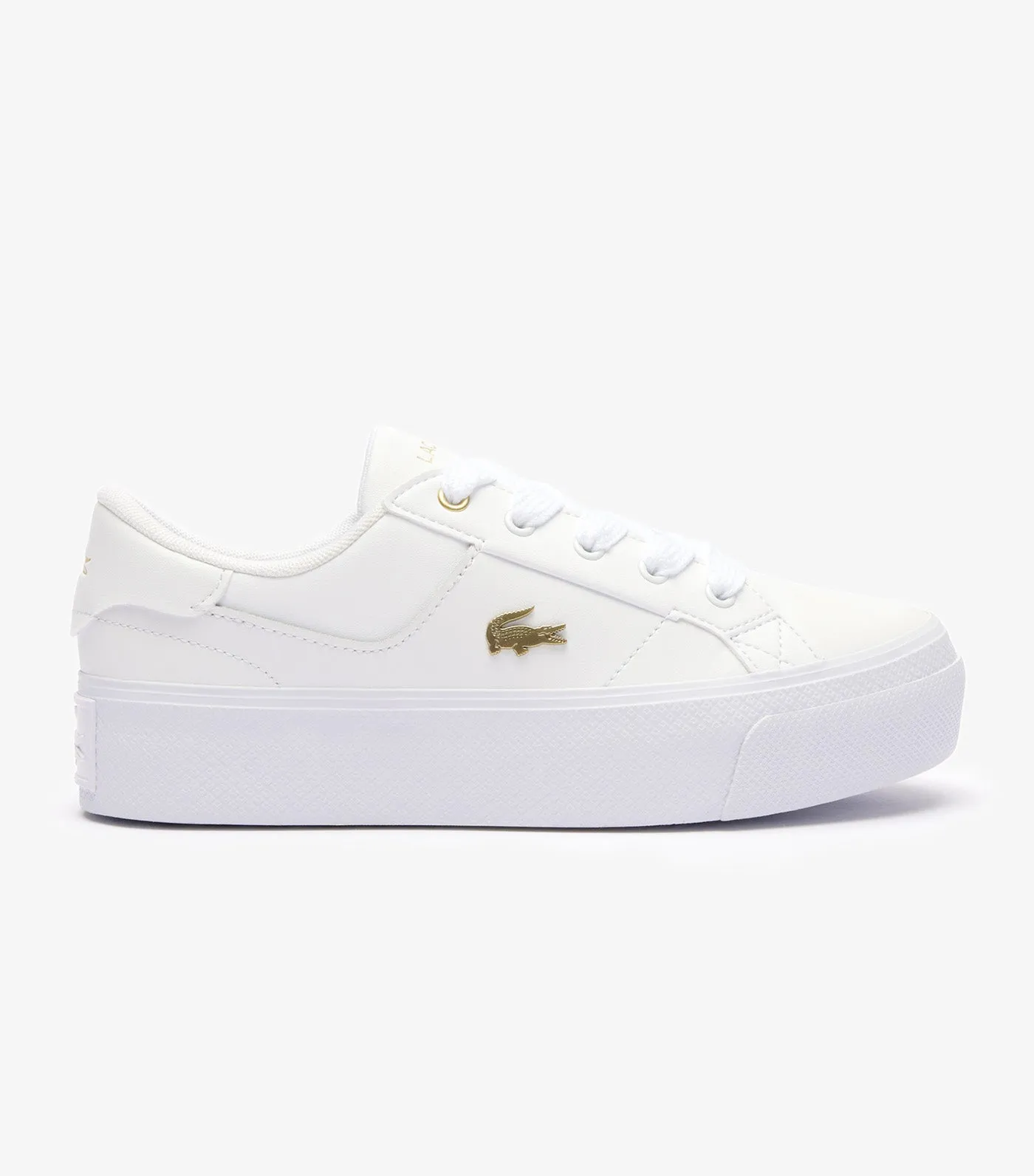 Women's Ziane Platform Logo Leather Trainers White/Gold