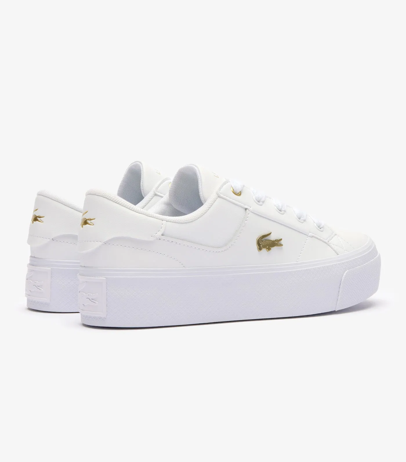 Women's Ziane Platform Logo Leather Trainers White/Gold