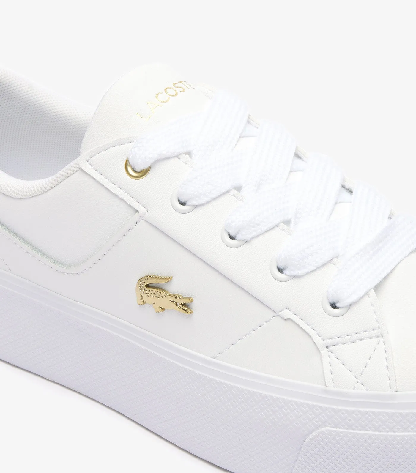 Women's Ziane Platform Logo Leather Trainers White/Gold