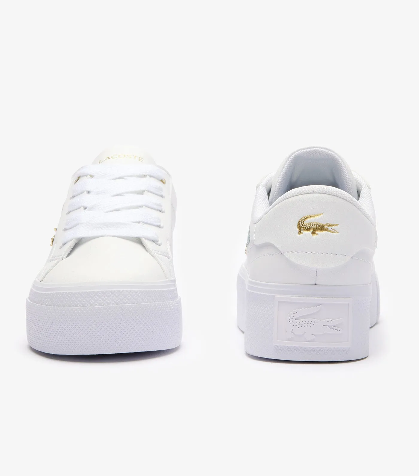 Women's Ziane Platform Logo Leather Trainers White/Gold