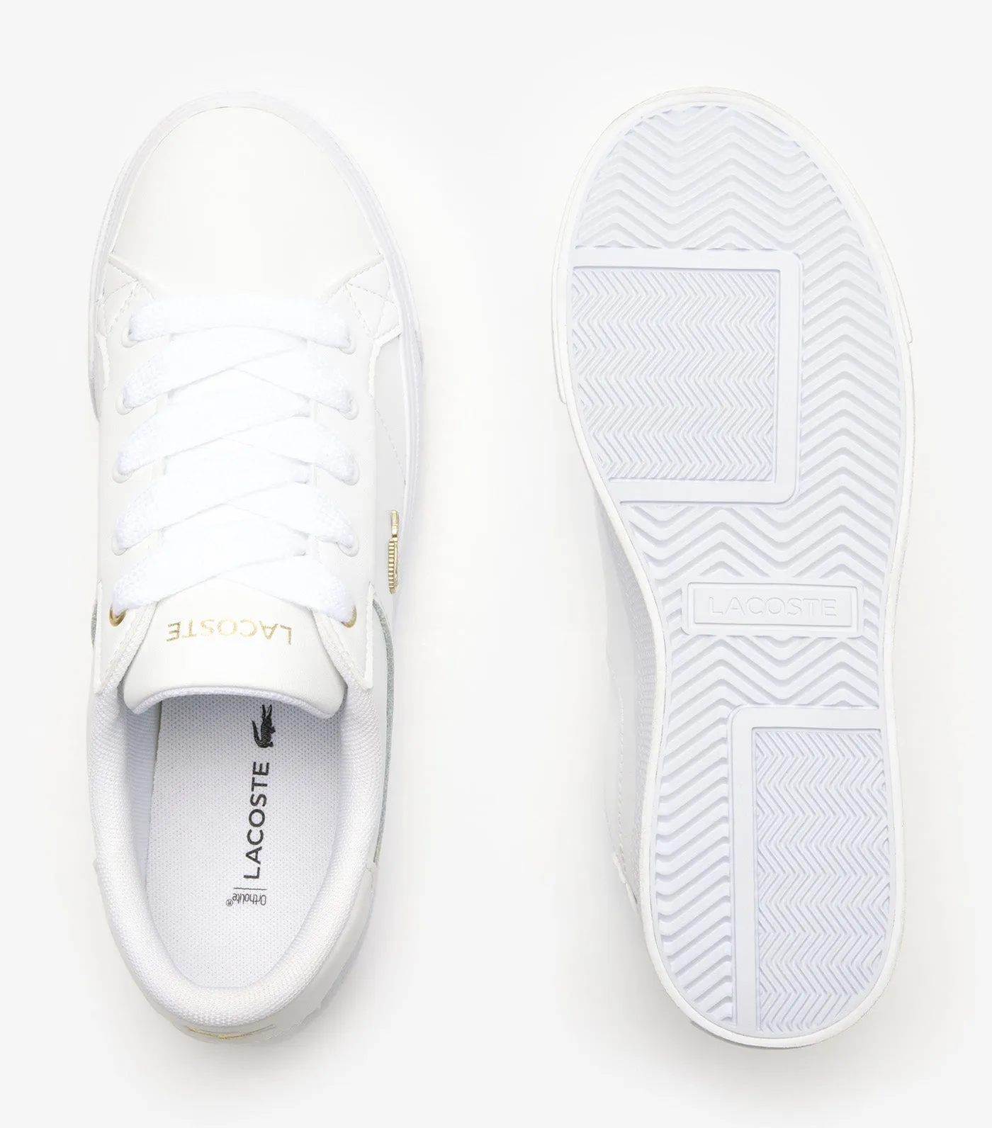 Women's Ziane Platform Logo Leather Trainers White/Gold