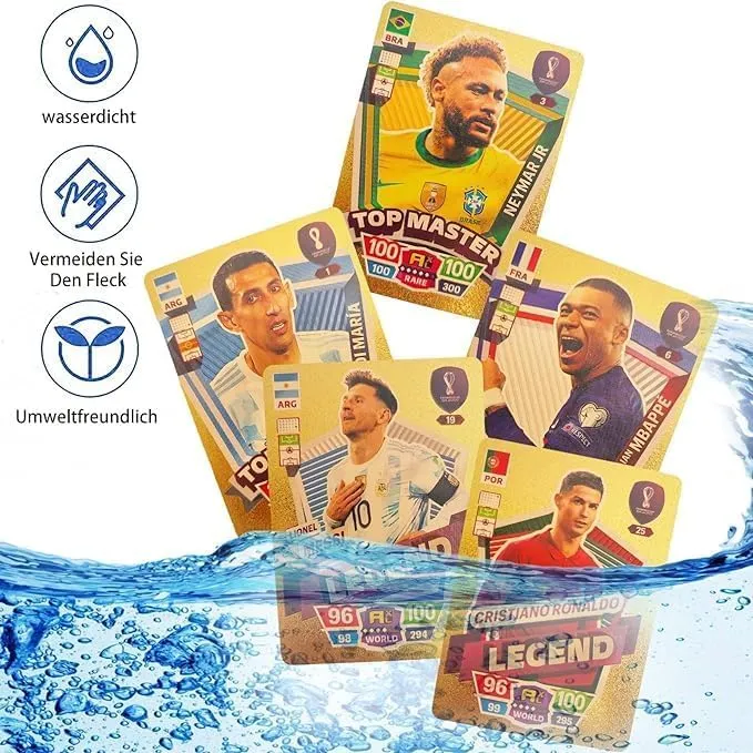 World Cup Football Soccer Star 55 PCS Gold Foil Card Assorted Cards TCG Deck Box - V Series Cards Vmax GX Rare Golden Cards and Common-Rare Mystery Card Soccer Trading Card No Repetition (55 PCS Gold)