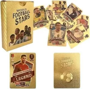 World Cup Football Soccer Star 55 PCS Gold Foil Card Assorted Cards TCG Deck Box - V Series Cards Vmax GX Rare Golden Cards and Common-Rare Mystery Card Soccer Trading Card No Repetition (55 PCS Gold)