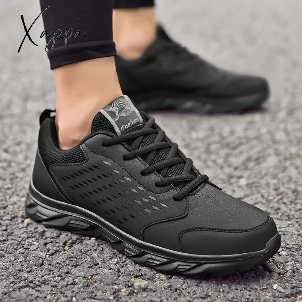 Xajzpa - Waterproof Winter Leather Men Shoes Thick Plush Warm Men Casual Sneakers Fashion Non-slip Walking Shoes Zapatos Hombre